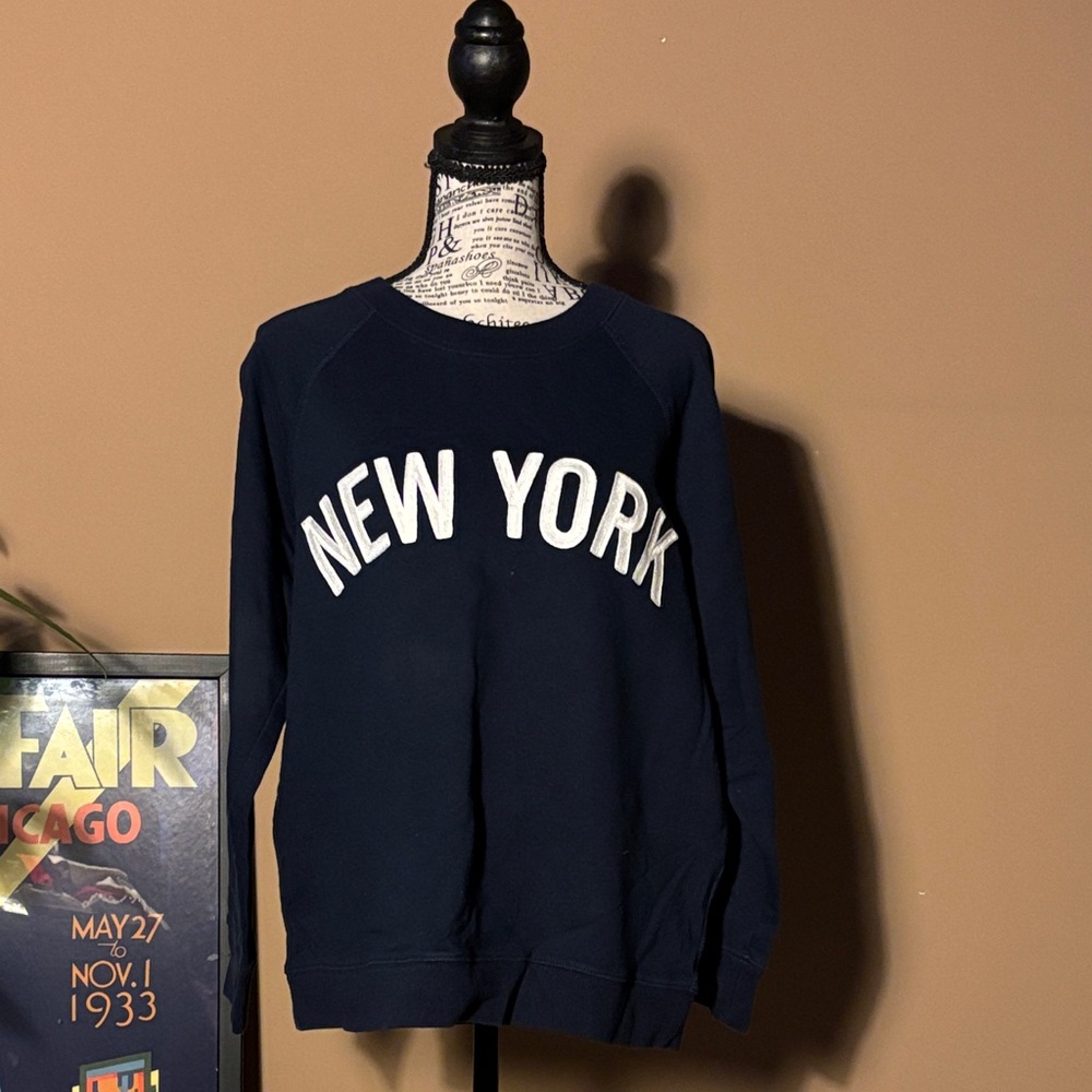 J. Crew Dark Blue 'New York' Crewneck Sweater